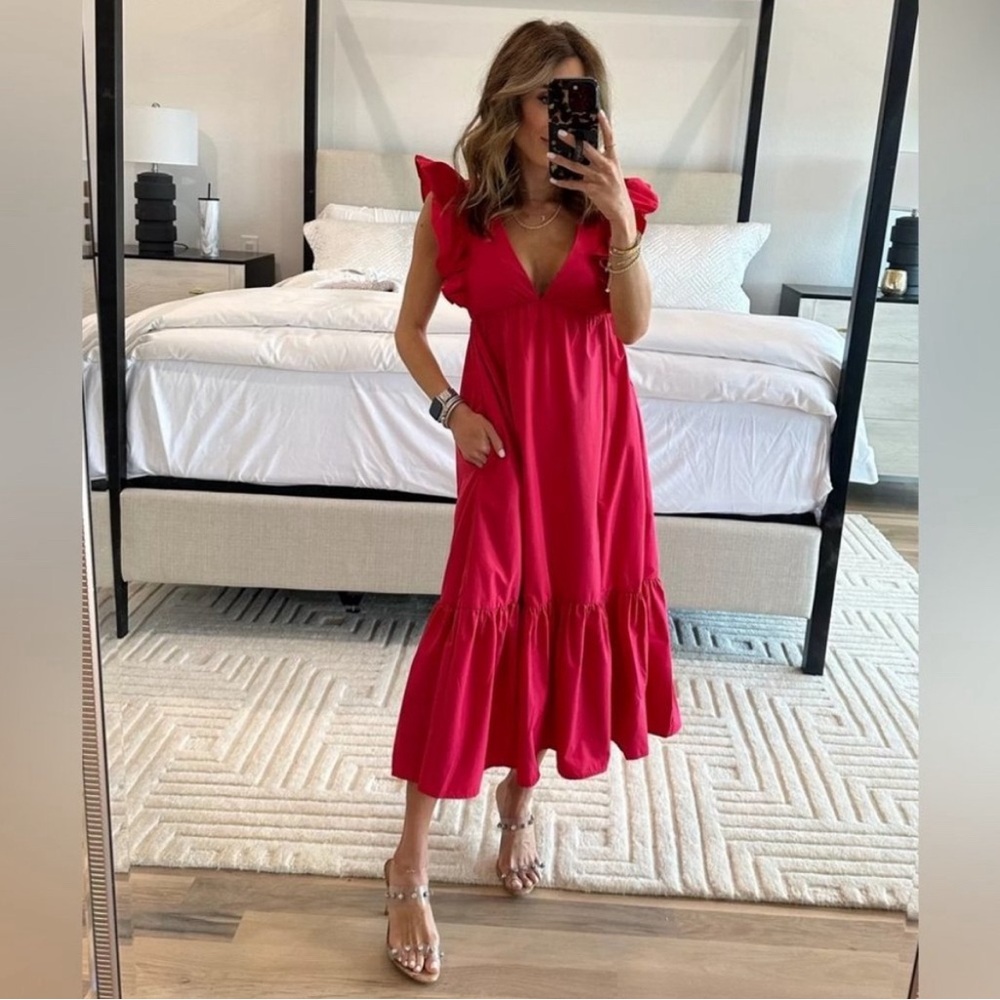 Abercrombie V-Neck Ruffle Sleeve MidiDress Size XSP